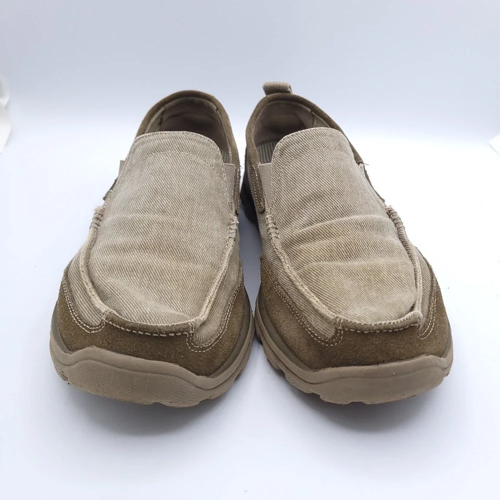 Skechers Shoes Mens 11.5 Melvin 63820 Taupe Tan Brown Relaxed Fit Slip On